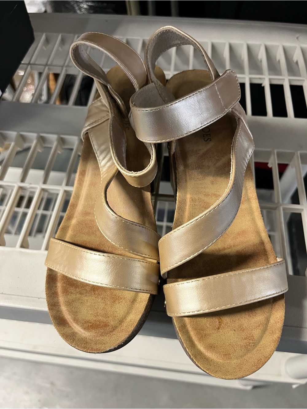 Women's Metallic Champagne Strappy Comfort Sandals